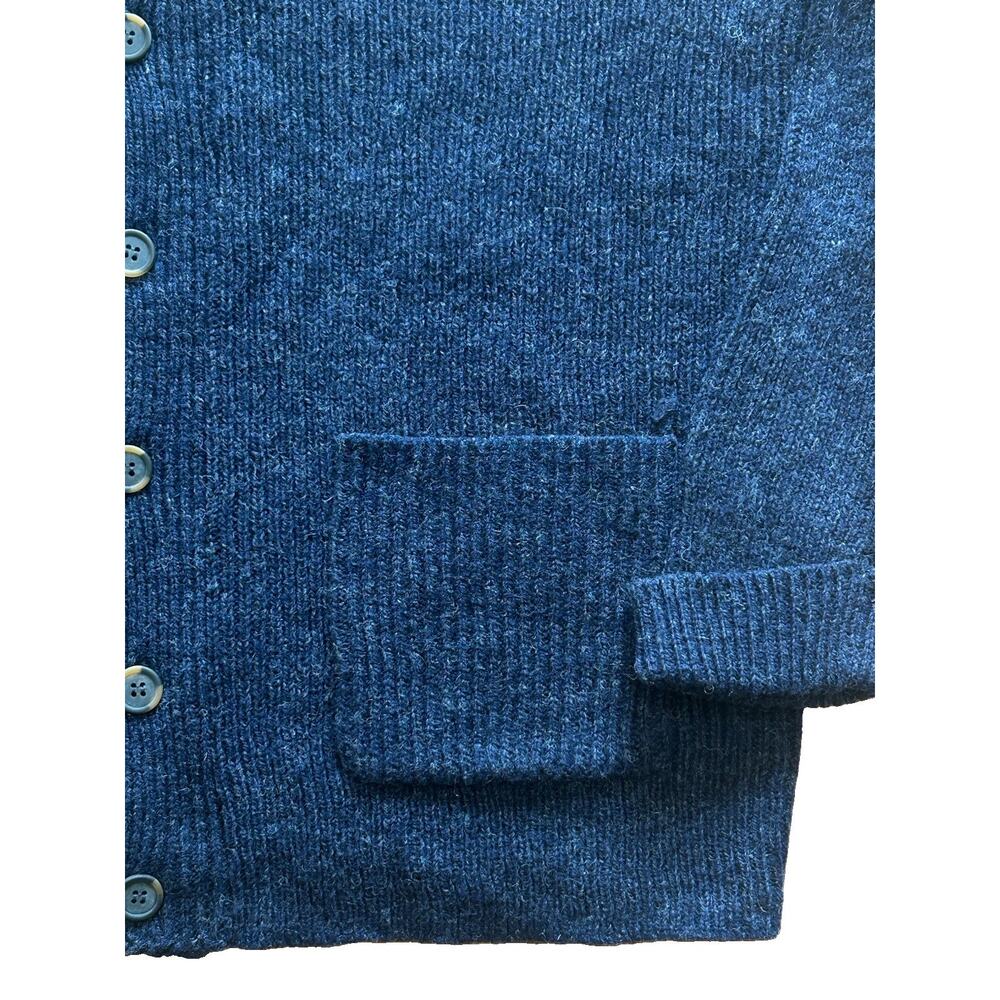 Line of Trade Shetland Wool Shawl Collar Blue Cardigan Sweater Mens Large - Picture 4 of 10